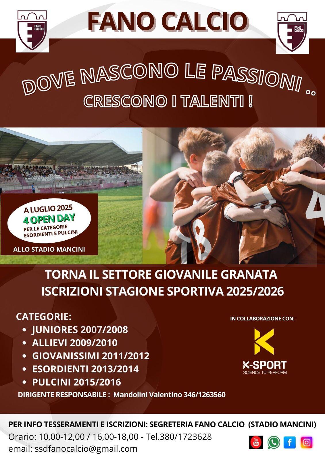 Locandina Settore Giovanile Fano Calcio